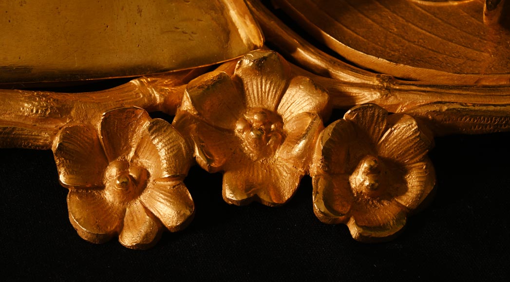 Napoleon III style gilded bronze mantelpiece tool set-4