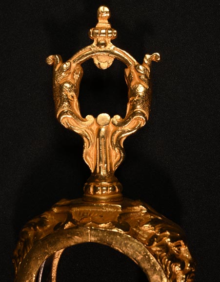 Napoleon III style gilded bronze mantelpiece tool set-6