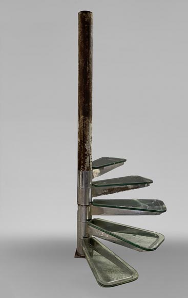 Spiral staircase in glass and chromed metal-1