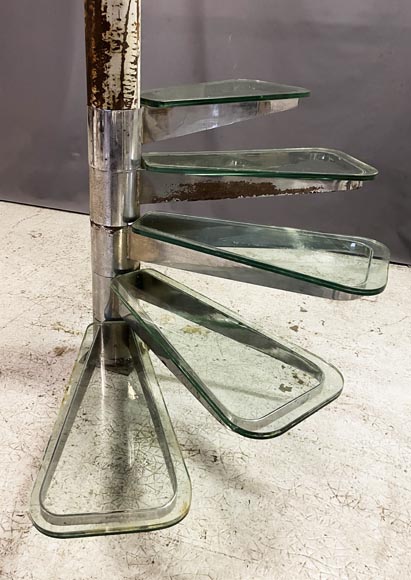 Spiral staircase in glass and chromed metal-3