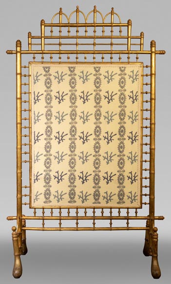 Gilded bamboo fire screen-0