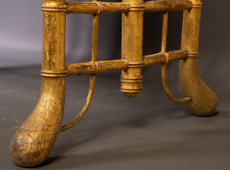Gilded bamboo fire screen-5