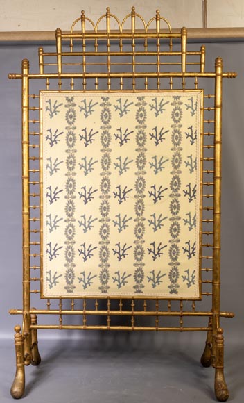 Gilded bamboo fire screen-7