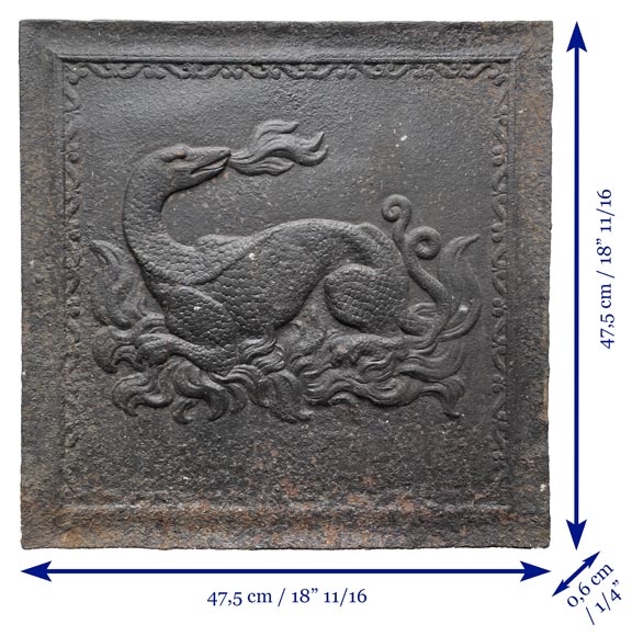 Fireback from the 17th century, decorated with a salamander, emblem of François I-5