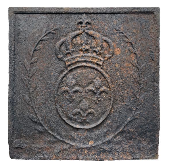 18th century fireback representing the arms of France-0