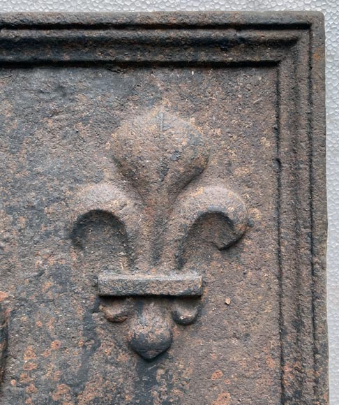 Fireback from the 18th century with a triple figuration of the coat of arms of France-7