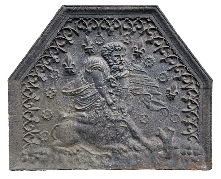 Fireback from the 17th century representing a mythological scene-0