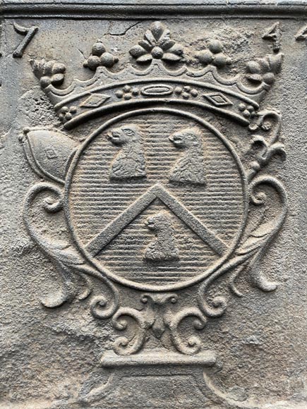 Fireback dated 1744 with the arms of an abbot-2
