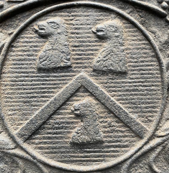 Fireback dated 1744 with the arms of an abbot-3