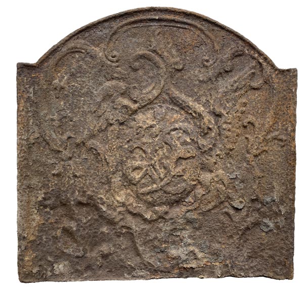 18th century Louis XV style fireback with monogram-0