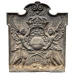 Fireback dated 1626 representing a cruciferous orb framed by two angels