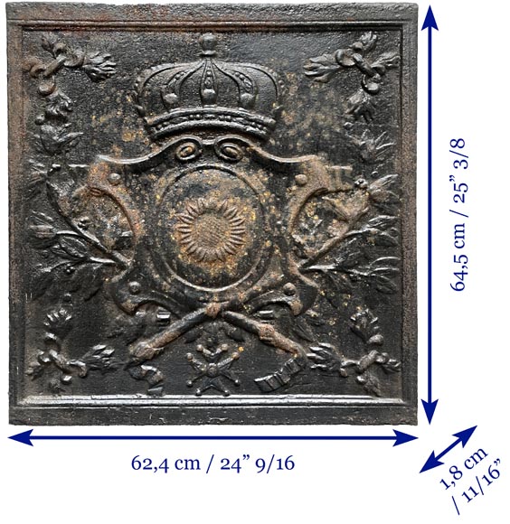 Fireback from the 19th century with a shield decorated with a sunflower-6