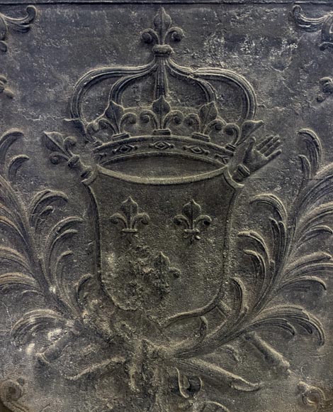 Square fireback with fleurs-de-lys and monarchical emblems-1