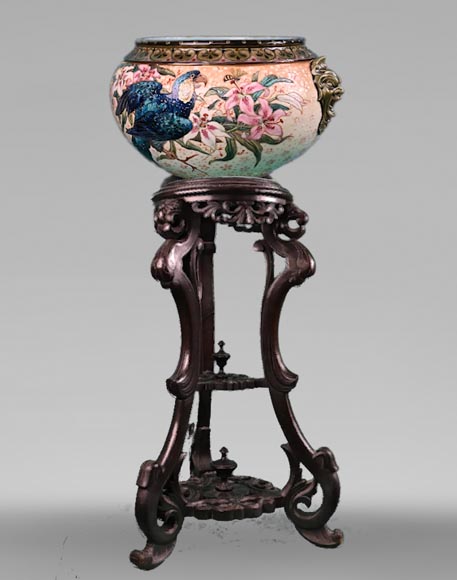 The Royal Macaw vase painted by Albert-Léon LEBARQUE and its original harness-0