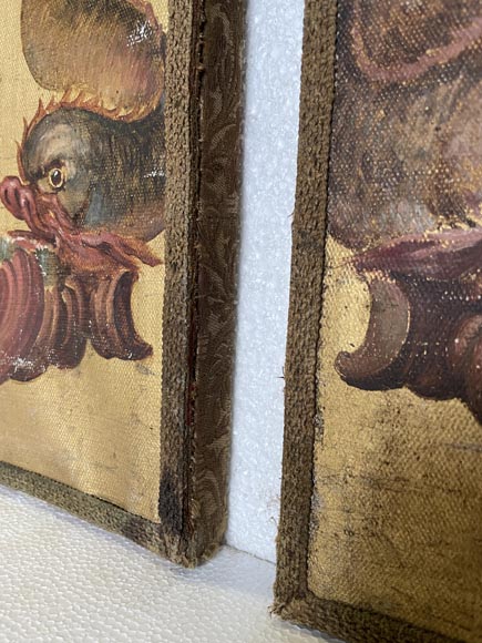Pair of decorative canvases on the theme of music in the 18th century taste-1