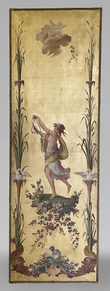 Pair of decorative canvases on the theme of music in the 18th century taste-2