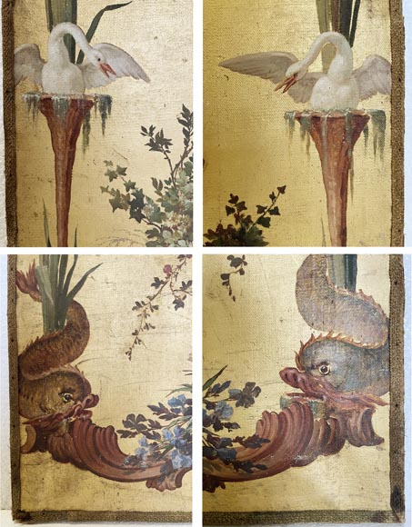 Pair of decorative canvases on the theme of music in the 18th century taste-5