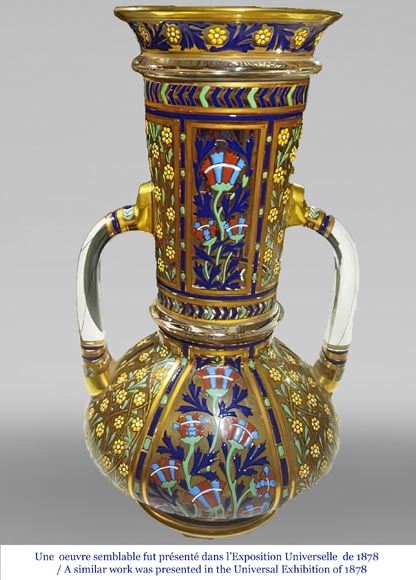 J & L LOBMEYR,  oriental style vase in enameled glass in the name of Mohamed-1