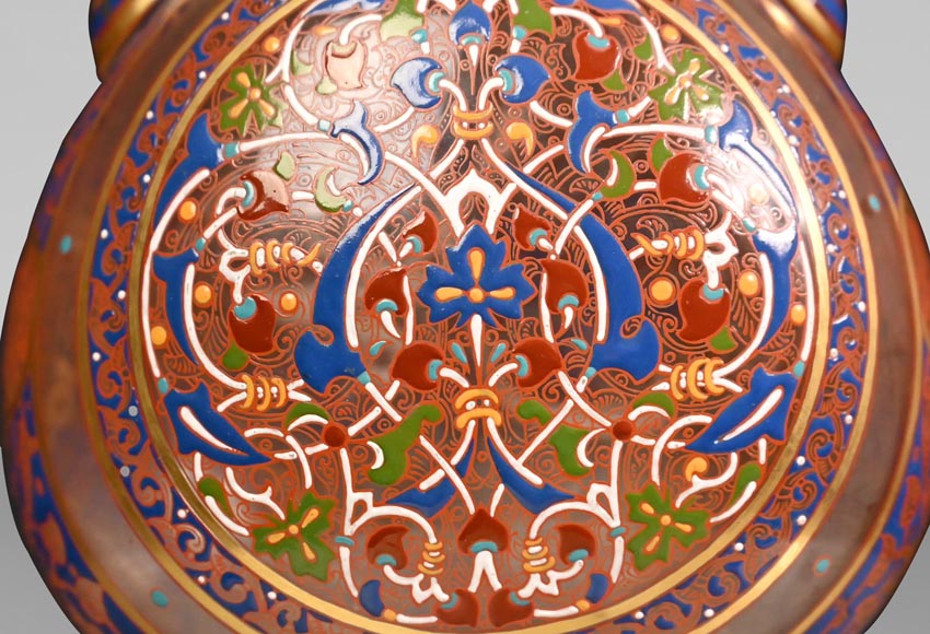 J & L LOBMEYR,  oriental style vase in enameled glass in the name of Mohamed-3