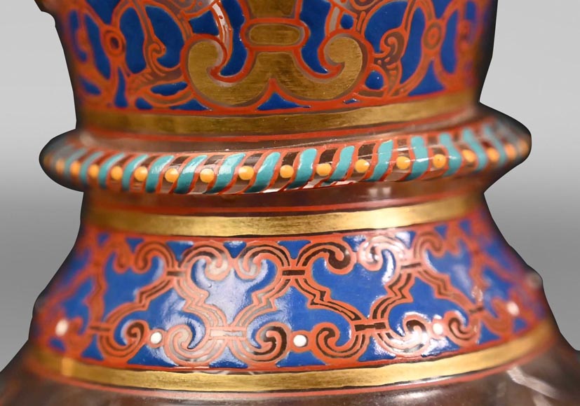 J & L LOBMEYR,  oriental style vase in enameled glass in the name of Mohamed-5