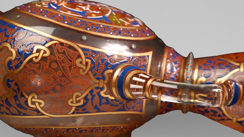 J & L LOBMEYR,  oriental style vase in enameled glass in the name of Mohamed-6