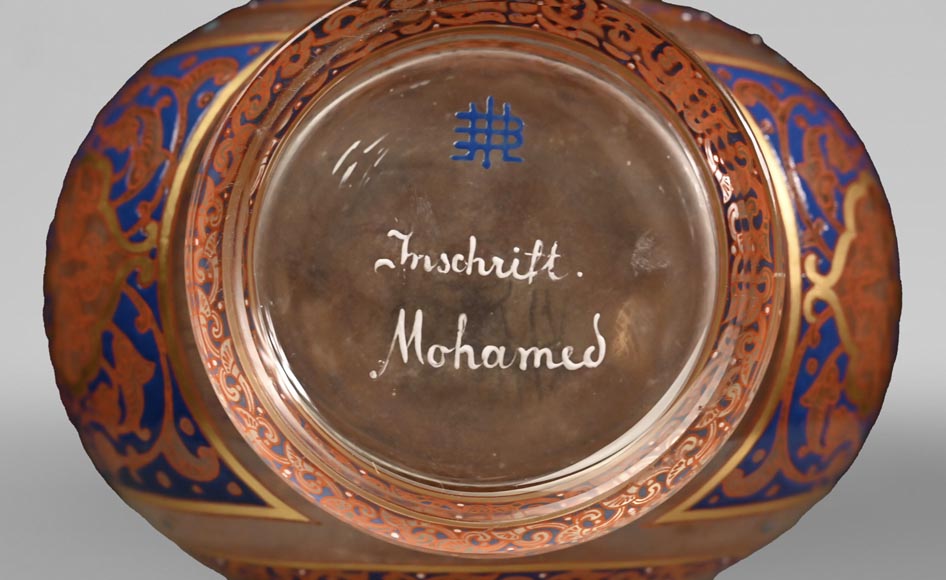 J & L LOBMEYR,  oriental style vase in enameled glass in the name of Mohamed-8
