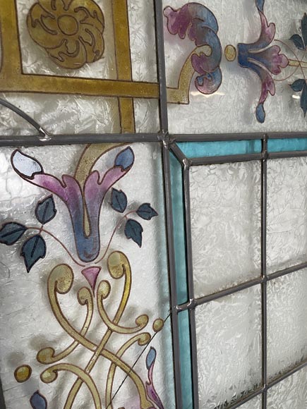 Set of 2 Napoleon III stained glass windows-3