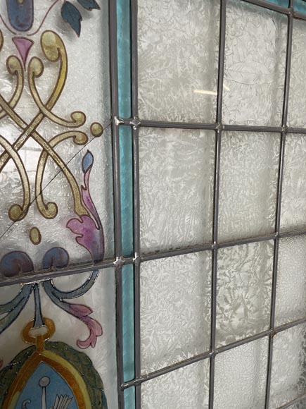 Set of 2 Napoleon III stained glass windows-6