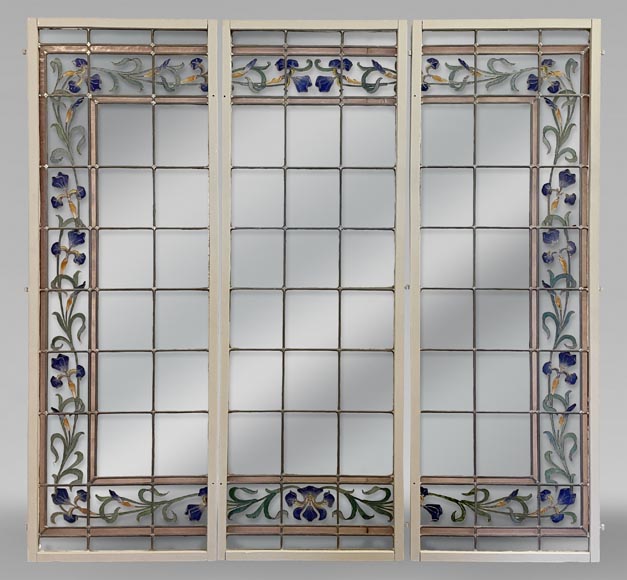 Stained glass windows with plant frieze-0