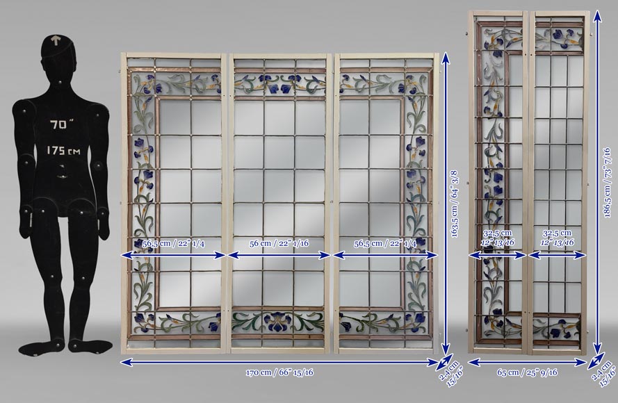 Stained glass windows with plant frieze-18