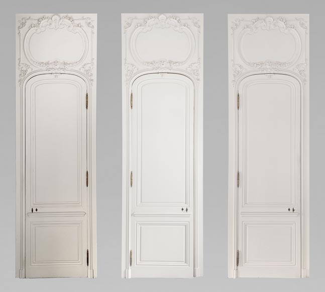 Set of 3 Louis XV style doors with door tops-0