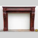 Red Griotte marble mantel with leaf modillions