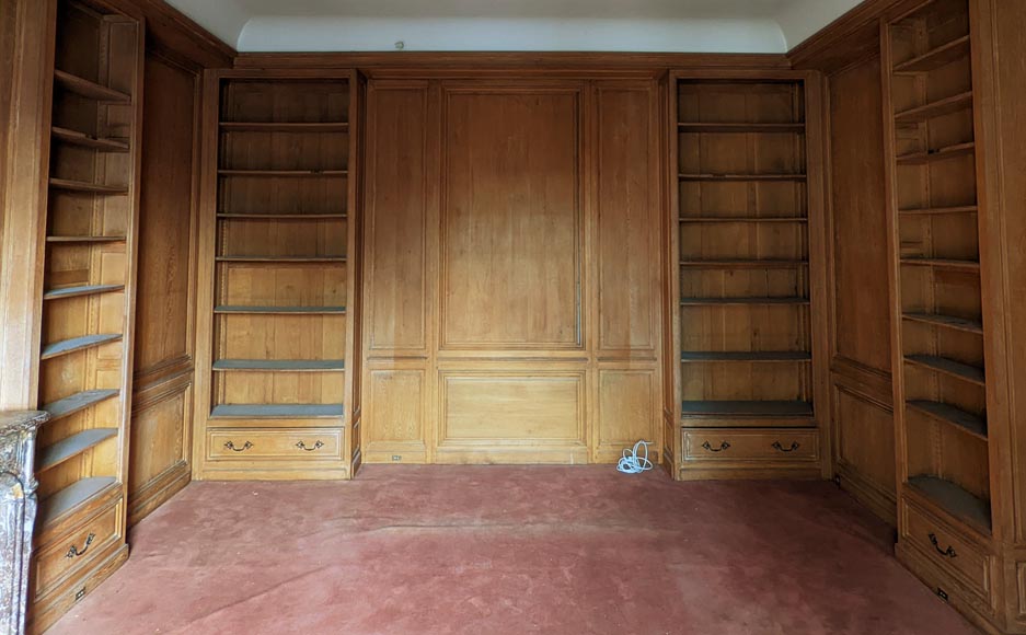 Moulded oak bookcase with wood paneling-4