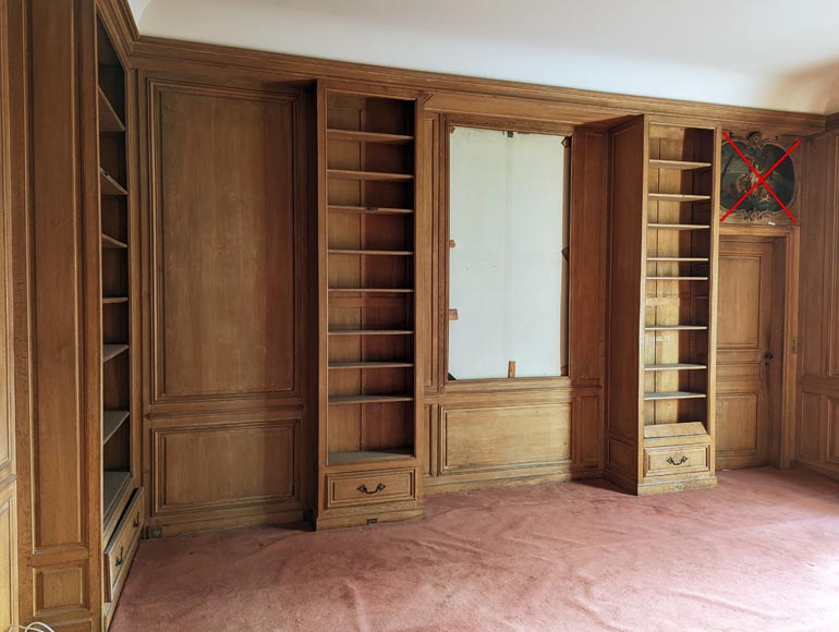 Moulded oak bookcase with wood paneling-6