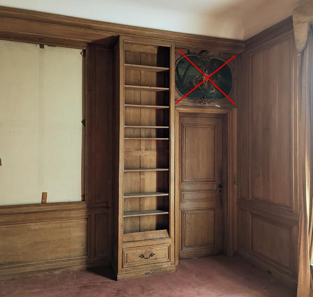 Moulded oak bookcase with wood paneling-7