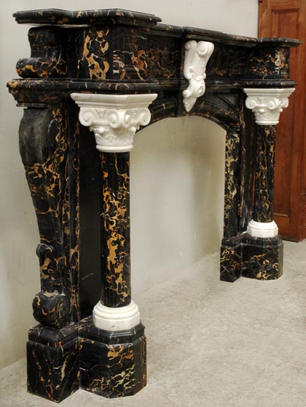 Napoleon III Portor and Carrara Statuary marble mantel with Corinthian columns-4