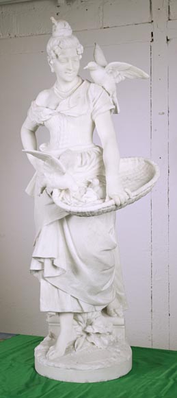 Woman with Birds, probably Vittorio Caradossi, marble, 1887