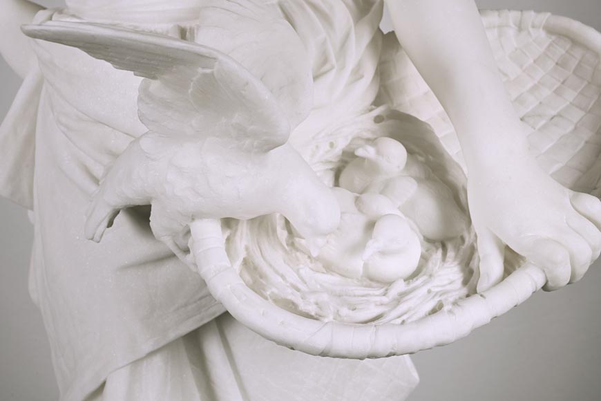 Woman with Birds, probably Vittorio Caradossi, marble, 1887