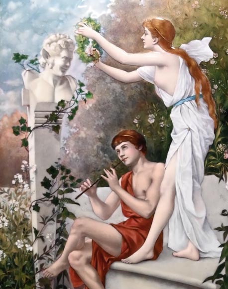 Daphnis and Chloé, an enamel painting by Jeanne LEMERLE-SOYER-1