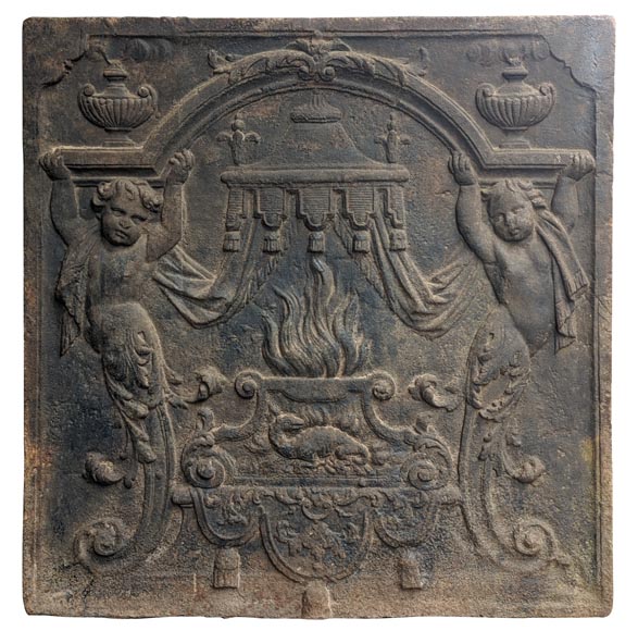 Cast iron fireback, 18th century-0