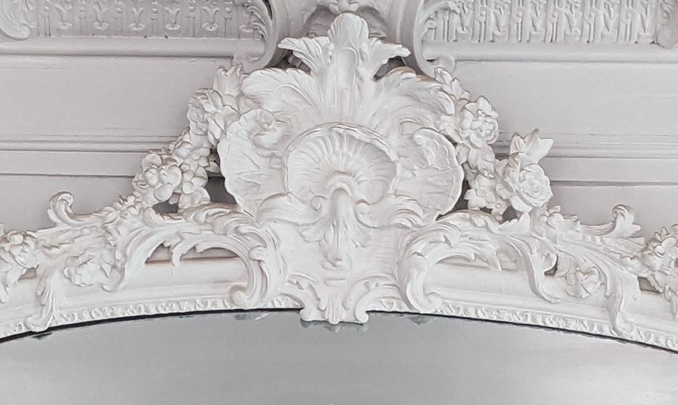 Large overmantel with large carved shell in Regency style-1