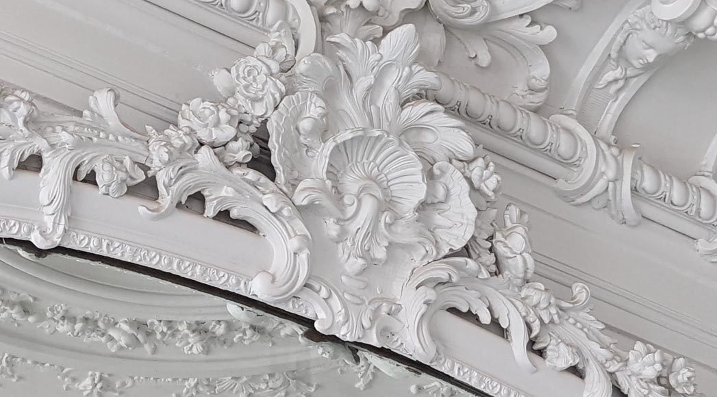 Large Napoleon III period trumeau in stucco and carved wood-2