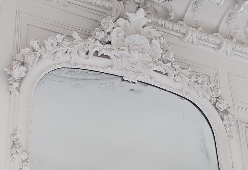 Large Regency style overmantel with carved shell in wood and stucco-2