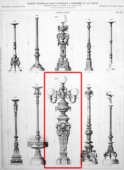 Four cast iron lamp posts of the Val d'Osne with four lights-1