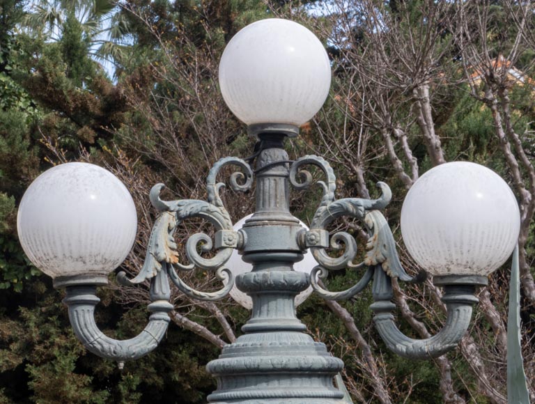 Four cast iron lamp posts of the Val d'Osne with four lights-4