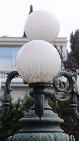 Four cast iron lamp posts of the Val d'Osne with four lights-5