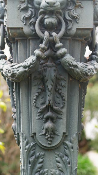 Four cast iron lamp posts of the Val d'Osne with four lights-10