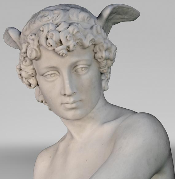 Attribued to Pierre Marius Montagne, sculpted marble Mercury-1