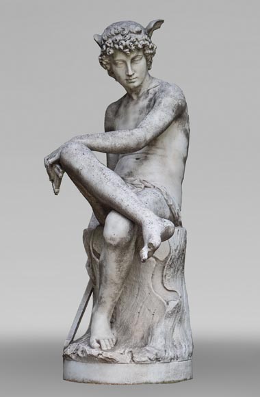 Attribued to Pierre Marius Montagne, sculpted marble Mercury-5