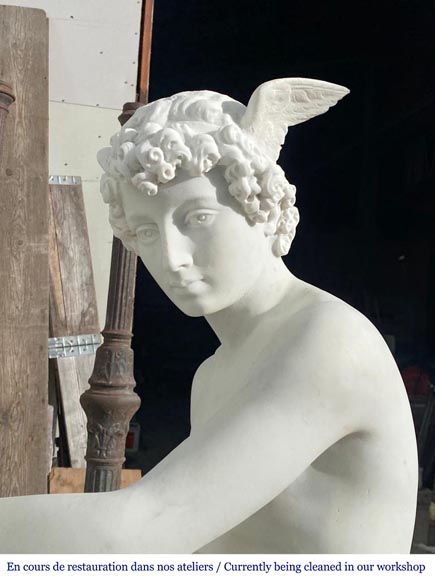 Attributed to Pierre Marius Montagne, sculpted marble Mercury-7